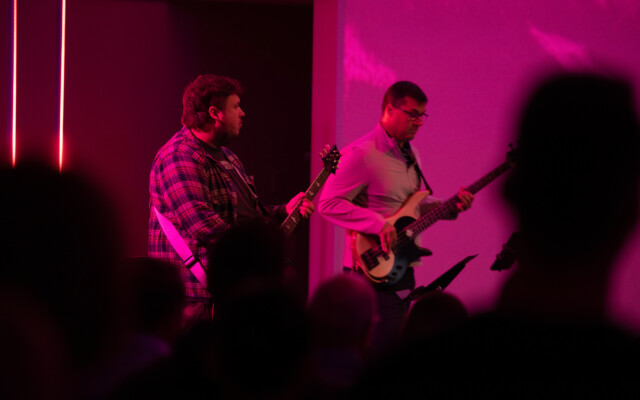 Worship band pla guitar